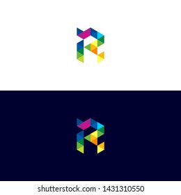 Modern Creative Abstract Letter R Triangle Logo Icon Symbol with Colorfull Colour on Light and Dark Background
