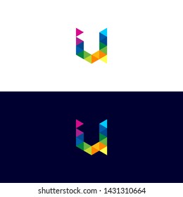 Modern Creative Abstract Letter U Triangle Logo Icon Symbol with Colorfull Colour on Light and Dark Background, Template Logo Inspiration