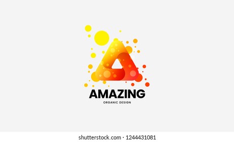 Modern creative abstract triangle organic vector logo sign for corporate identity isolated on white. Premium quality logotype emblem illustration. Fashion colorful delta digital badge design layout.