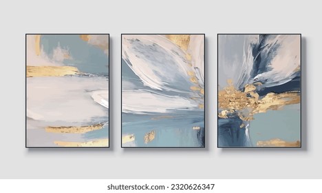 Modern creative abstract wall art work. Golden brush strokes, vector, texture, texture