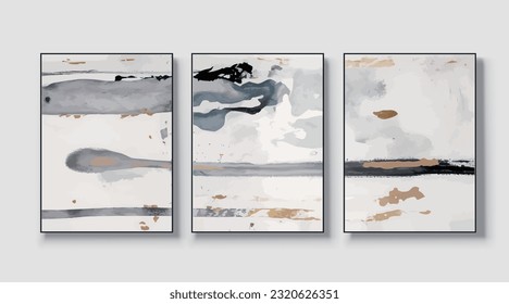 Modern creative abstract wall art work. Golden brush strokes, vector, texture, texture