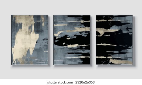 Modern creative abstract wall art work. Golden brush strokes, vector, texture, texture