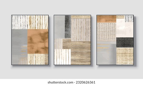 Modern creative abstract wall art work. Golden brush strokes, vector, texture, texture