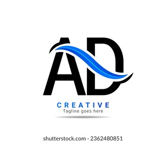 Modern creative AD logo design and template. Professional AD letter logo design brand identity