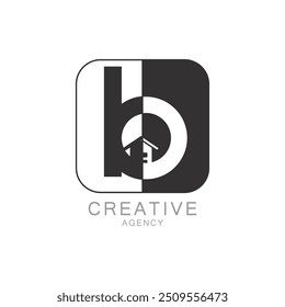 Modern Creative Agency B Logo Design with Monogram and House Icon

