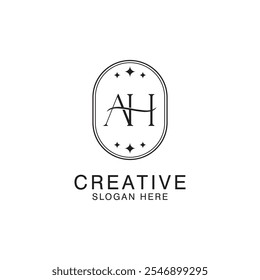 Diseño creativo moderno del logotipo de AH. Monograma basado inicial del icono y letras en Vector lujoso
