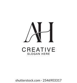 Diseño creativo moderno del logotipo de AH. Monograma basado inicial del icono y letras en Vector lujoso