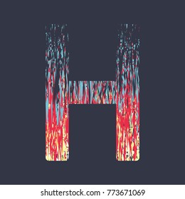 modern creative alphabet in red yellow cyan colors on a dark grey background, letter H