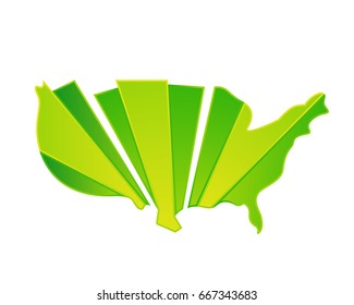 Modern Creative American Map Logo - Abstract Green Sunrise Energy America Map