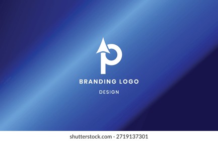 Logotipo creativo moderno de la letra de la flecha P con el fondo abstracto del gradiente .