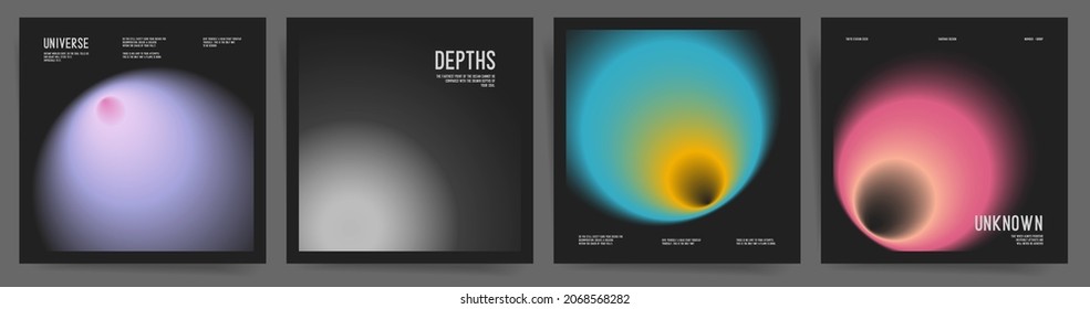 Modern creative artwork backgrounds for social media square post template with blurry soft light gradient in futuristic space style. Gradient futuristic design for album, poster, post. Vector concept.