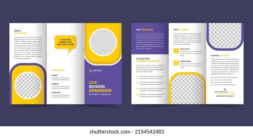 Modern and creative back to school education admission trifold brochure template