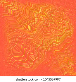 Modern creative background with wavy stripes in the tangerine shades. Vector card, brochure cover template.