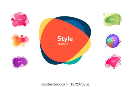 Modern creative banners set. Colorful dynamic shapes with sample text. Trendy minimal templates for presentations, banners, flyers and web pages. Vector illustration