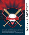 Modern and Creative Baseball design, baseball diamond , stadium, ball and bat, vector illustration