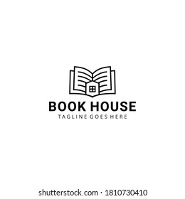 Modern Creative book with house sign Concept Logo Design Template