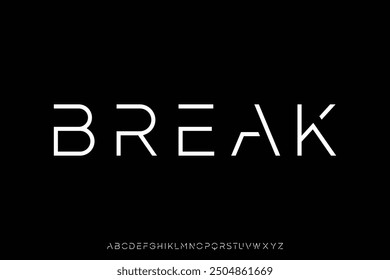 Modern creative break style sans serif alphabet display font vector