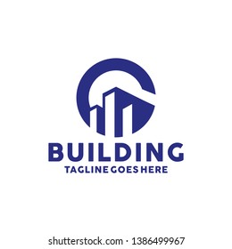 Modern and Creative Building Logo Concepts. Urban Symbols and Icons with Geometry and Simple Forms. Elegant Apartment Rental Company Logo.