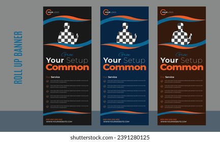 modern and creative business agency roll up banner design or pull up banner template design.