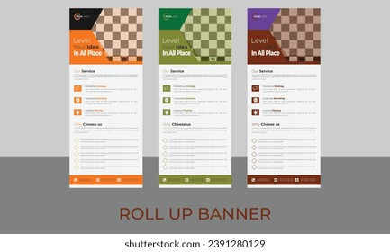 modern and creative business agency roll up banner design or pull up banner template design.