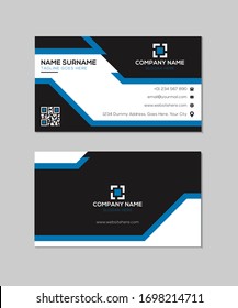 Modern Creative Business Card Design in Illustrator in Blue and Black Color