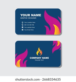 Modern Creative Business Card Design with Abstract Fire Flame Elements