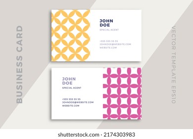 Modern creative business card horizontal templates. Trendy corporate stationery mockup with geometric pattern. Simple vector editable background with sample text. EPS10