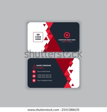 Modern and creative business card. Red and black corporate business card template vector design