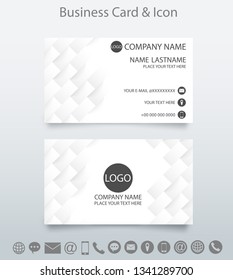 Modern creative business card template and icon.background. Embossed geometric white background .