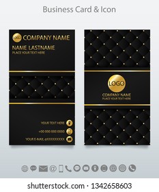 Modern creative business card template and icon. Luxury black background.