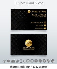 Modern creative business card template and icon. Luxury black background.