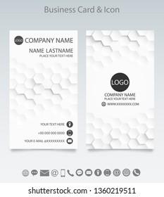 Modern Creative Business Card Template And Icon.Embossed Geometric White Background .