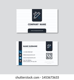 Modern creative business card template. Horizontal simple clean vector design.