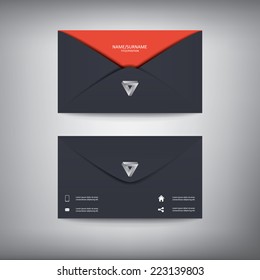 Modern creative business card template in envelope shape, flat design. Eps10 vector illustration.