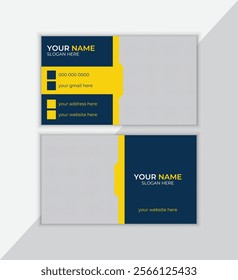 modern creative business card template. Minimal modern stylish business card . flat living dark blue and orange color. Grate office, hotel, resort, visiting card.