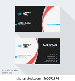 Modern Creative Business Card Template. Flat Design Vector Illustration. Stationery Design