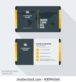 Modern Creative Business Card Template. Flat Design Vector Illustration. Stationery Design