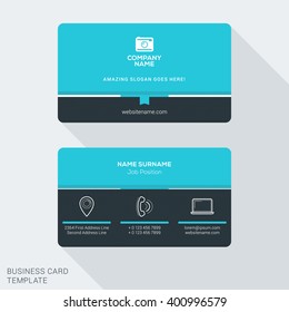 Modern Creative Business Card Template. Flat Design Vector Illustration. Stationery Design