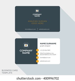 Modern Creative Business Card Template. Flat Design Vector Illustration. Stationery Design