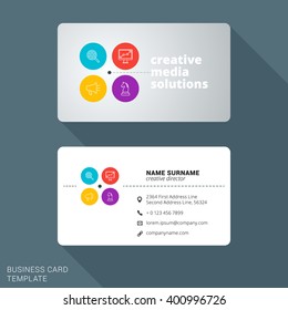 Modern Creative Business Card Template. Flat Design Vector Illustration. Stationery Design