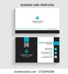 Plantilla de tarjeta de negocios doble cara creativa, sencilla y moderna. Retrato y orientación paisajística. Diseño horizontal y vertical. Diseño de diseño de estilo, plantilla de impresión, ilustración de vector