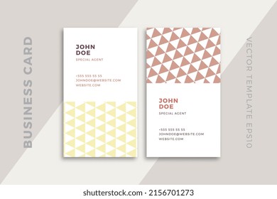 Modern creative business card vertical templates. Trendy corporate stationery mockup with geometric pattern. Simple vector editable background with sample text. EPS10