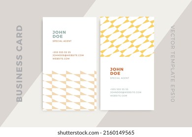 Modern creative business card vertical templates. Trendy corporate stationery mockup with geometric pattern. Simple vector editable background with sample text. EPS10