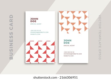 Modern creative business card vertical templates. Elegant corporate stationery mockup with geometric pattern. Simple vector editable background with sample text. EPS10