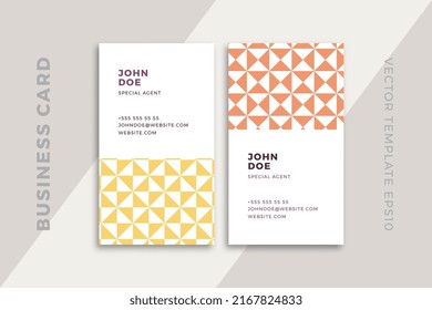 Modern creative business card vertical templates. Elegant corporate stationery mockup with geometric pattern. Simple vector editable background with sample text. EPS10