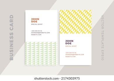Modern creative business card vertical templates. Trendy corporate stationery mockup with geometric pattern. Simple vector editable background with sample text. EPS10
