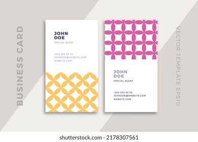 Modern creative business card vertical templates. Trendy corporate stationery mockup with geometric pattern. Simple vector editable background with sample text. EPS10