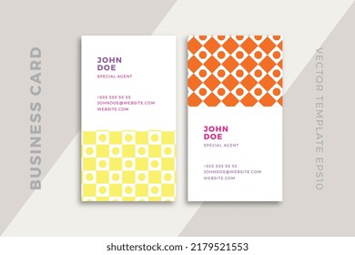 Modern creative business card vertical templates. Corporate stationery mockup with trendy geometric pattern. Simple vector editable background with sample text. EPS10