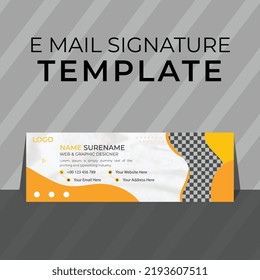 Modern creative business and corporate email signature with an author photo place with white background, unique vector design template.
