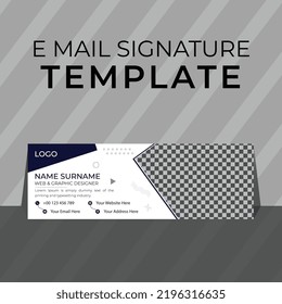 Modern creative business and corporate email signature with an author photo place with white background, unique vector design template.